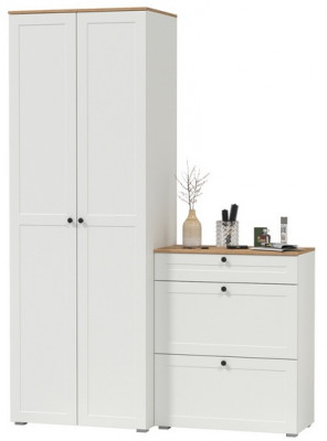 Остин Прихожая 05, белый шагрень/дуб крафт золотой