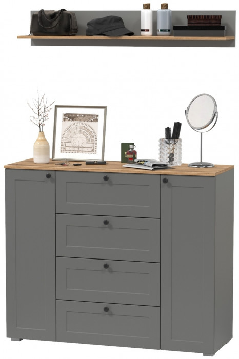 Остин Прихожая 72, серый графит/дуб крафт золотой