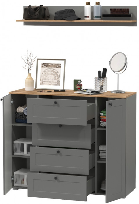 Остин Прихожая 72, серый графит/дуб крафт золотой