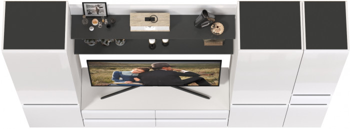 Сидней Комплектация № 063, корпус: белый/чёрный/фасады: МДФ белый глянец