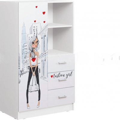 Вега NEW Girl Шкаф комбинированный (Белый / Белый глянец)