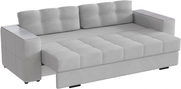 Диван раскладной Виконт, светло-серый/мдф холст белый