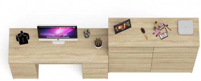 Мори компьютерный стол МС-2 + Комод МК1200.10, дуб сонома