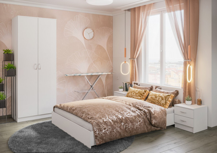 Кровать 160х200 с основанием ДСП Ронда КР-160, белый