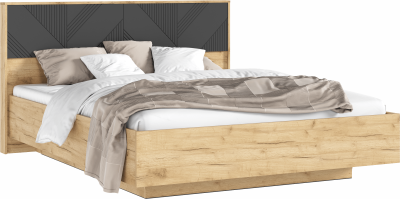 Ирис Кровать парящая с ПМ 160 с подсветкой, крафт золотой/браш графит