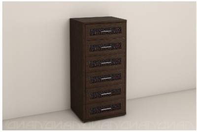 Кэт-4 Комод 6 ящиков (Caiman коричневый/Венге Linum)