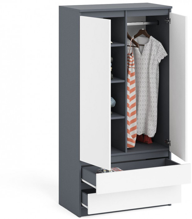 Мори Шкаф МШ900.1, цвет графит/белый, ШхГхВ 90,4х50,4х179,6 см.