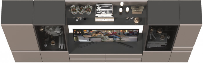 Сидней Комплектация № 064, корпус: антрацит/фасады: МДФ веллюто капучино