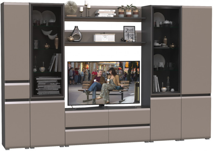 Сидней Комплектация № 064, корпус: антрацит/фасады: МДФ веллюто капучино