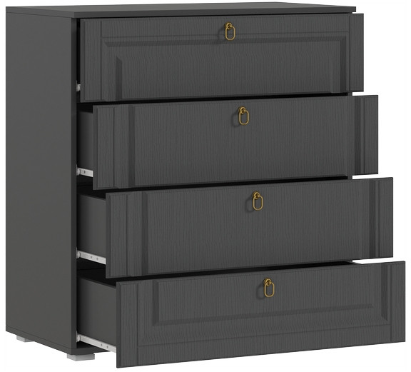 Комод "Престиж-1" четырехъящечный - Графит/Графит структурный