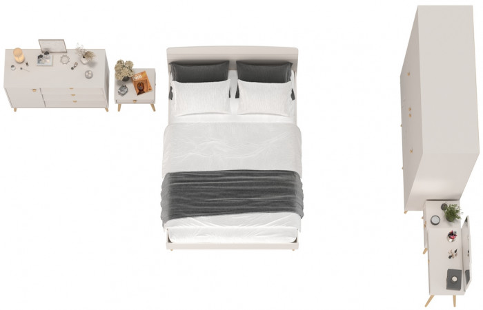 Афина Спальня 31-1400, цвет кашемир серый, сп.м. 1400х2000 мм., б/м, основание есть - фанера