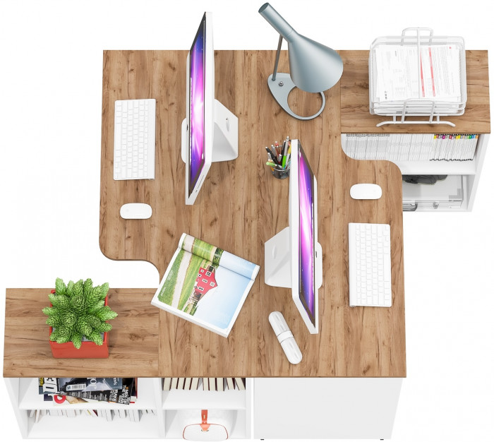 Лидер-8 Стол + Стол, цвет белый шагрень/крафт золото, ШхГхВ 330х50/30х75 см. или 230х50/80х75 см., НЕ универсальная сборка