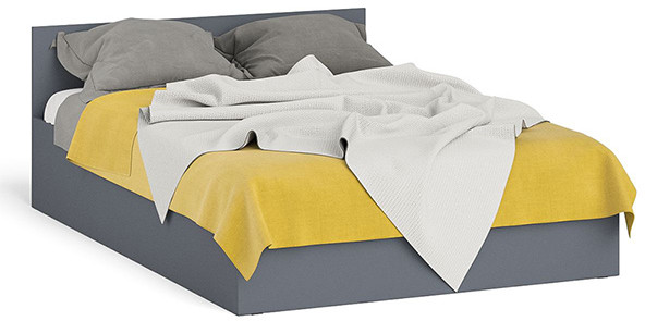 Мори Кровать 1400, цвет графит, ШхГхВ 143,5х203,5х70 см., сп.м. 1400х2000 мм., без матраса, основание есть