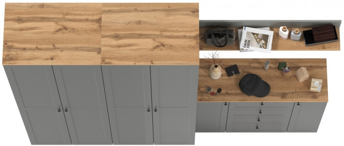 Остин Прихожая 73, серый графит/дуб крафт золотой