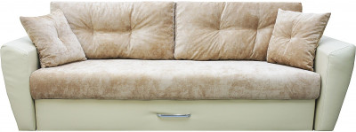 Диван-кровать Амстердам Люкс, 160х195, еврокнижка, пружинный блок, велюр/экокожа, бежевый