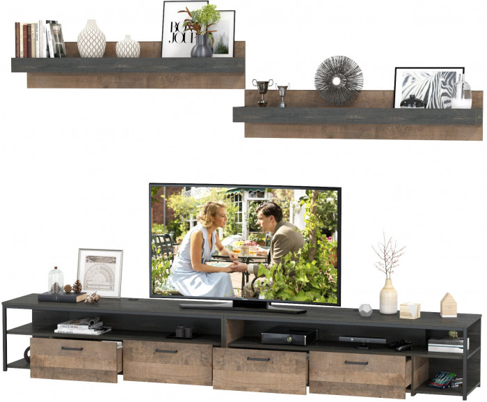 Трувор 13.70 Тумба под ТВ + 13.70 Тумба под ТВ +15.60 Полка + 15.60 Полка, дуб гранж песочный/интра