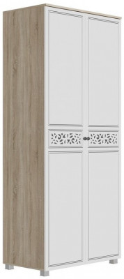 Стиль МАДЛЕН Шкаф 2-х створчатый (Сонома светлая, Ясень белый/Золото)