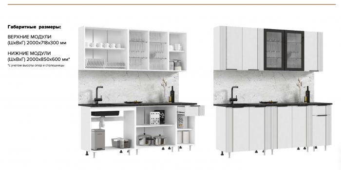 Кухня Виктория 2,0м Пластер скай/графит