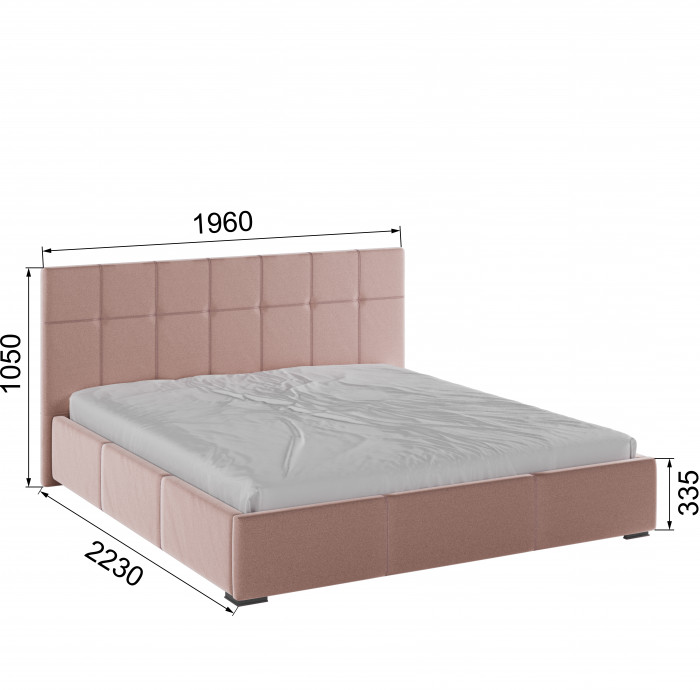 Рио Кровать интерьерная 180 пыльная роза квадрат, ортопед