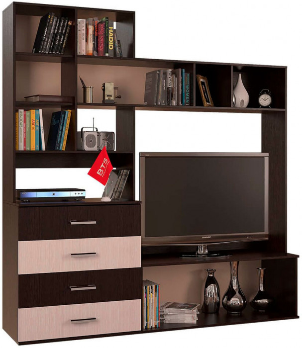 "Белла" центр. секция (2000х2120х470) венге/дуб атланта (замена на венге/ясень белый)