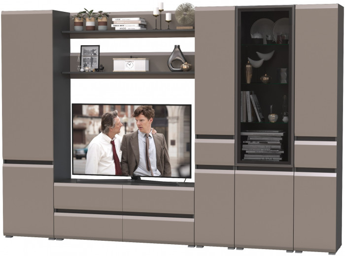 Сидней Комплектация № 065, корпус: антрацит/фасады: МДФ веллюто капучино