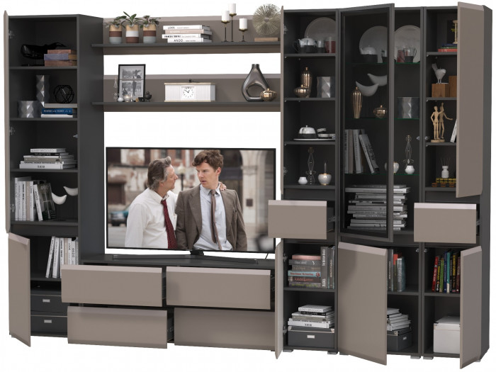 Сидней Комплектация № 065, корпус: антрацит/фасады: МДФ веллюто капучино