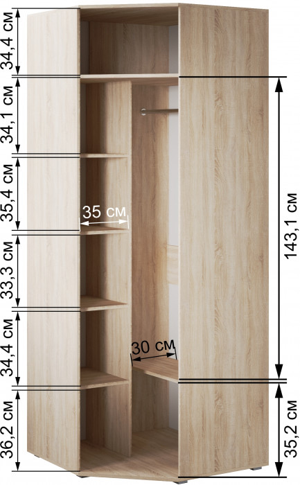 Ливорно Шкаф угловой ЛШ-25 дуб сонома