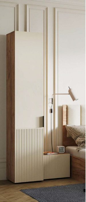 СОНАТА ШК 01 Шкаф 400 (400х2100х460) Фасад МДФ МОНО КЕРАМИКА/Корпус ДУБ КРАФТ ТАБАЧНЫЙ