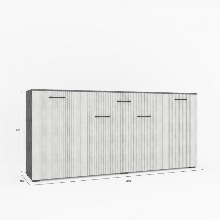 Модульная стенка для гостиной "Денвер" - Бетон спаркс/Перламутр жемчуг