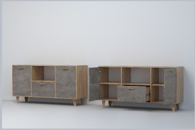 Эго Тумба Т-2 НГ (Камень Темный/Дуб Крафт Золотой)