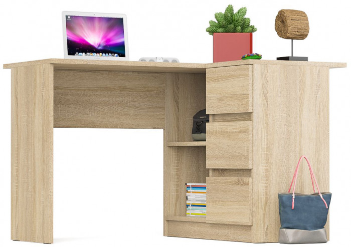 Мори Стол компьютерный МС-16 правый, цвет дуб сонома, ШхГхВ 124,4х84,9х76,6 см., выдвижные ящики справа, НЕ универсальная сборка