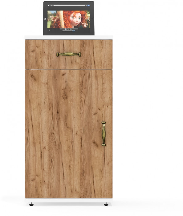 Лидер-8 Модуль Тумба МД 3.15, белый шагрень/крафт золото