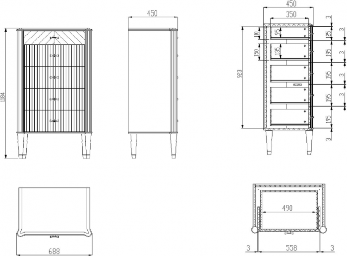 Модульная спальня "Тиволи" из массива дуба, набор 2 - Латте (лак)