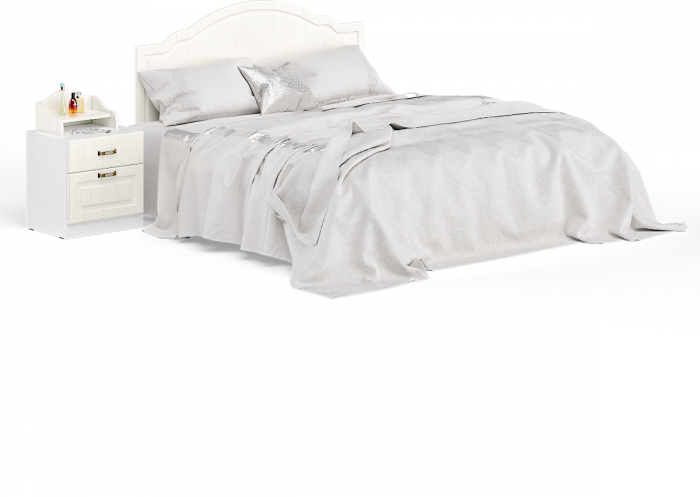 Ливерпуль Кровать 11.08 + основание + ножки + Тумба 08.146 + Полка 10.117, ясень ваниль/белый