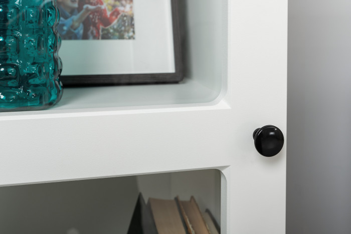 Остин 16.394.03 Шкаф-витрина(пенал), цвет белый шагрень/дуб крафт золотой, ШхГхВ 40х41,8х229,8 см., универсальная сборка