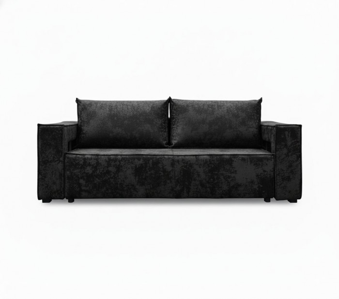 Диван-кровать Лофт Люкс Плюш с подсветкой, еврокнижка, 140х195, черный