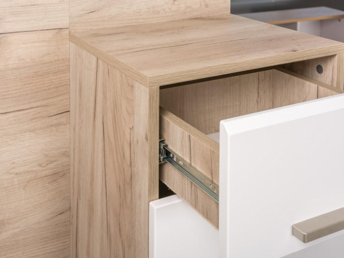 Лайн Прихожая № 06, дуб крафт серый/фасады МДФ белый глянец