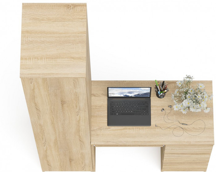 Мори компьютерный стол МС-6 правый + Пенал МШ400.1, дуб сонома