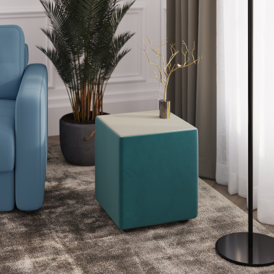 Пуфик "Стивен", Бирюза/МДФ клен кремовый