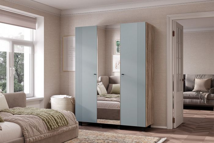 Шкаф 3-х створчатый "Олива" ШК-08 Дуб каньон/МФ11 Шарли бриз