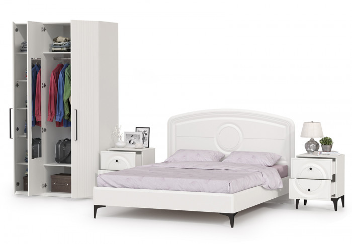 Валенсия Спальня № 33, цвет ЛДСП белый шагрень/МДФ белый шагрень, ортопед есть, сп. м. 1600х2000 мм., б/м