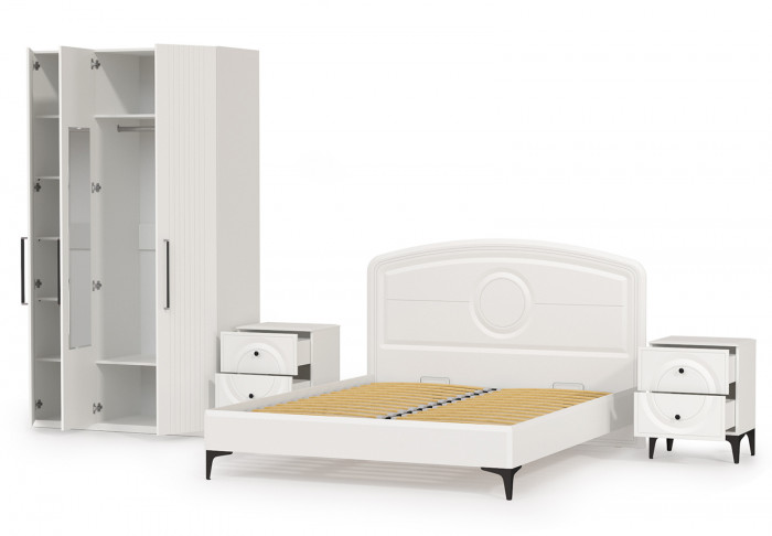 Валенсия Спальня № 33, цвет ЛДСП белый шагрень/МДФ белый шагрень, ортопед есть, сп. м. 1600х2000 мм., б/м