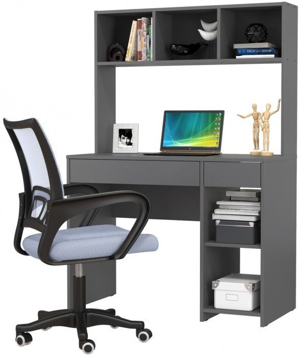 Стол компьютерный Комфорт 12.77F + кресло 103 серое, цвет тёмно-серый, ШхГхВ 100х49,8х147 см., универсальная сборка