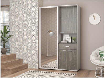 Прихожая Иннэс-4 1200 ЛДСП (Бетон Светлый / Камень Темный)