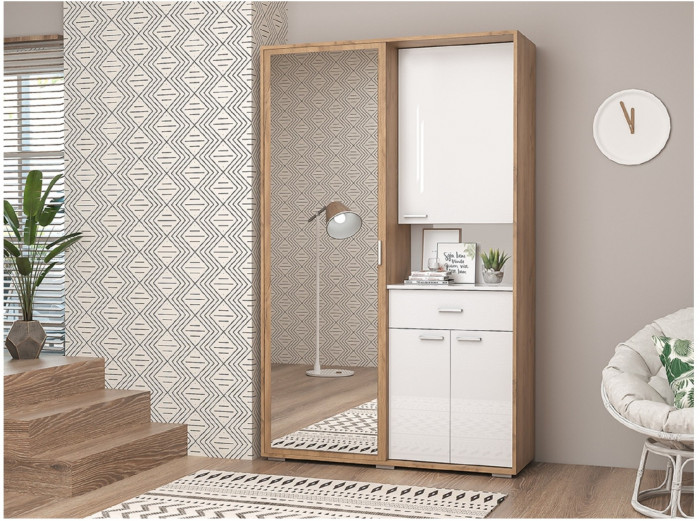 Прихожая Иннэс-4 1200 ЛДСП (Бетон Светлый / Камень Темный)