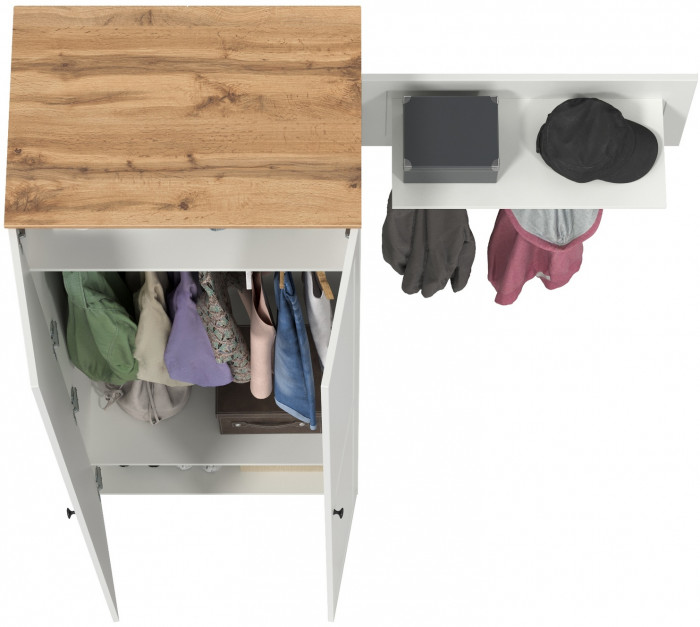 Остин Прихожая 08, белый шагрень/дуб крафт золотой