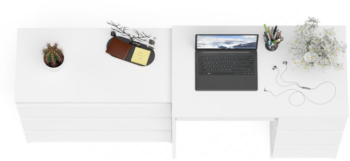 Мори Стол компьютерный МС-6 правый + Комод МК800.1, цвет белый, ШхГхВ 170,4х50х76,6 см., выдвижные ящики справа, НЕ универсальная сборка