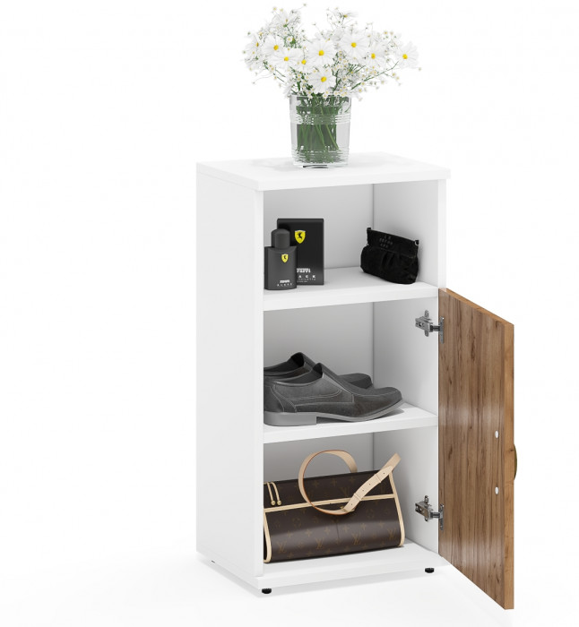 Лидер-8 Модуль Тумба МД 3.19, белый шагрень/крафт золото