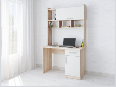 Компьютерный стол Квартет-10 дуб сонома/белый