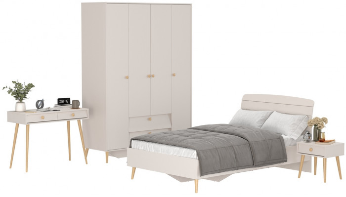 Афина Спальня 33-1200, цвет кашемир серый, сп.м. 1200х2000 мм., б/м, основание есть - фанера